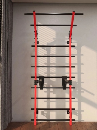 Профессиональная шведская стенка с брусьями и турником Domsen Fitness Ds58 RED , фото 2