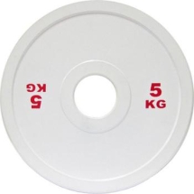 Диск стальной 5 кг белый DHS для пауэрлифтинга Диск стальной 5 кг белый DHS для пауэрлифтинга