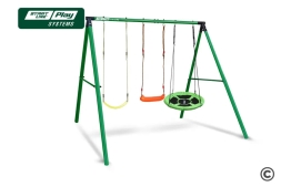 Качели SLP SYSTEMS 3 секции + лодочка красное + Качеля TS40 + сиденье гибкое желтое, фото 1