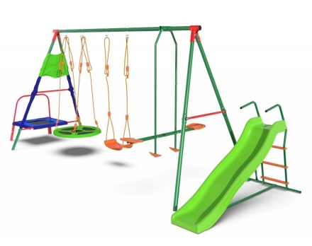 Детский комплекс с горкой и батутом MTS-01, фото 1