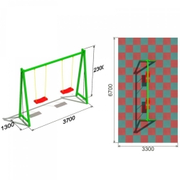 Детские качели №2 двухместные для детской площадки, фото 2 Детские качели №2 двухместные для детской площадки, фото 2