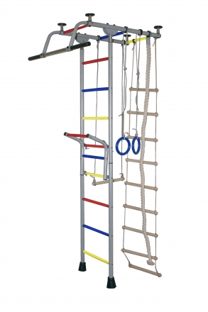 Спортивный комплекс Крепыш плюс Т с навесным турником ПВХ серый, фото 1