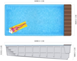 Бассейн 8,49х4,02х1,31-1,8м. Савой Pool Cover композитный, фото 5