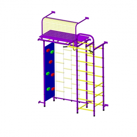 Детский спортивный комплекс Пионер 10ЛМ со скалодромом пурпурно/жёлтый, фото 1