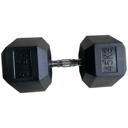 Обрезиненная гексагональная гантель INEX Hex Dumbbell 45 кг, фото 1
