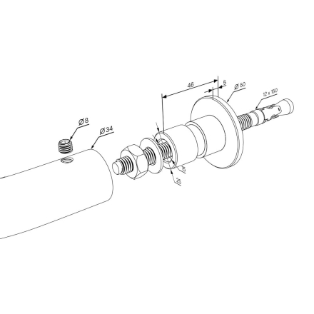 Перекладина шведской стенки и рукохода FLY 800, слоновая кость, фото 7