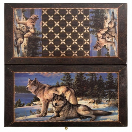 Нарды + шашки Смоленские "2 волка" средние, фото 1