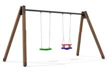 Качели AW Д2 двойные на деревянных стойках для детской площадки Качели AW Д2 двойные на деревянных стойках для детской площадки