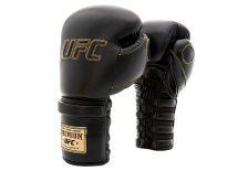 (UFC Премиальные тренировочные перчатки на шнуровке черные - 14 Oz)