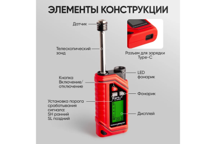 Газоанализатор цифровой на аккумуляторе iCarTool IC-M101Z, фото 9