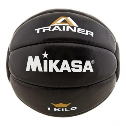 Медбол &quot;MIKASA&quot;, 1 кг, синт. кожа (полиуретан), диам. 15 см, наполнитель-металлический песок, черный, фото 1