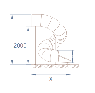 Горка туннельная винтовая из нержавеющей стали с высотой спуска 2000 мм, цвет нержавеющая сталь – STS29-2000-765, фото 4