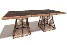 Стол 110х220 обычное стекло &quot;Бамбук&quot;