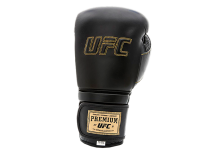(UFC Премиальные тренировочные перчатки на липучке чёрные - 18 Oz)