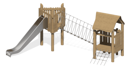 Игровой комплекс Эко Домик с переправой ИК-229 для детской площадки, фото 1