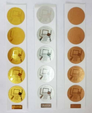 Вкладыш для медалей &quot;Баскетбол&quot; d-25мм золото (5 штук), фото 1