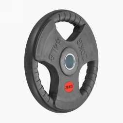 Диск 51 мм. обрезиненный с 3-мя хватами 20 кг (модель: D2), фото 2 Диск 51 мм. обрезиненный с 3-мя хватами 20 кг (модель: D2), фото 2