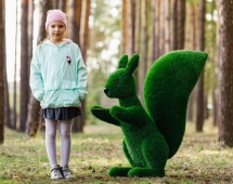 Топиари Белочка с кольцом под кашпо газон Deluxe Топиари Белочка с кольцом под кашпо газон Deluxe