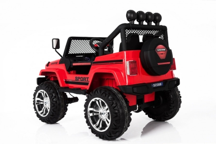 Двухместный полноприводный электромобиль Red Jeep 12V 2.4G - S2388, фото 8