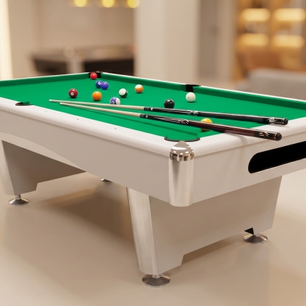 Бильярдный стол для пула Dynamic Billard "Triumph Plus" 8 футов (матово-белый) в комплекте, аксессуары и сукно, фото 1
