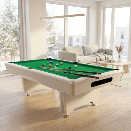 Бильярдный стол для пула Dynamic Billard "Triumph Plus" 8 футов (матово-белый) в комплекте, аксессуары и сукно, фото 2