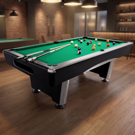 Бильярдный стол для пула Dynamic Billard "Triumph Plus" 8 футов (черный) в комплекте, аксессуары и сукно, фото 1