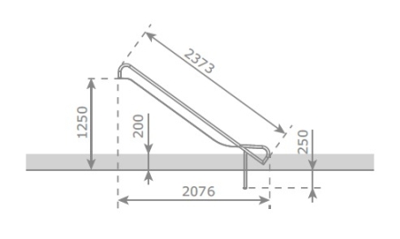 Скат KBT Steg-on L2,3 H1,0-1,25 из нержавеющей стали для игровых площадок, фото 5