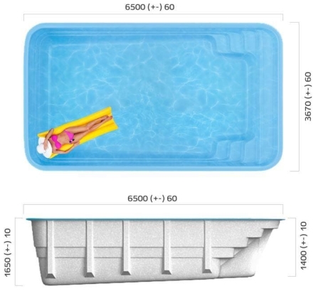 Бассейн 6,5х3,67х1,4-1,65м. Эльбрус Marshall Pools (чаша), фото 7