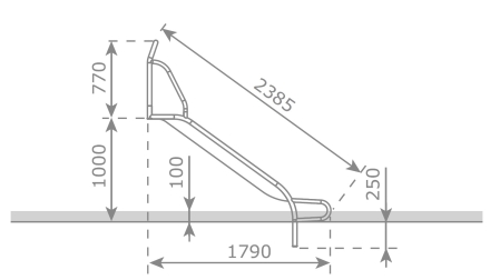 Скат KBT Stur-500 L2,4 H0,9-1,0 из нержавеющей стали для игровых площадок, фото 4