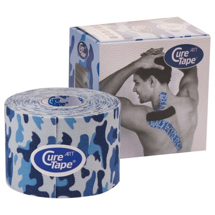 Тейп кинезиологический CureTape Art Camo, 5 см x 5 м, арт. 164002, бело-сине-голубой, фото 1