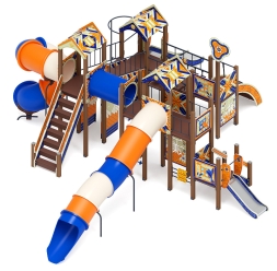 Остров детства (Калейдоскоп) (Винтовой скат) - ДИК 2.01.8.02-45 - Игровой комплекс H=2000, H=1200, Н=750, фото 1