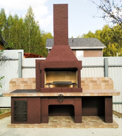 Печь № 21 — Печь барбекю с печью под казан и мойкой, фото 1