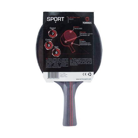 Ракетка для н/т TORRES Sport 1*, арт.TT0005, для любителей, накладка 1,5 мм, конич. ручка, фото 1