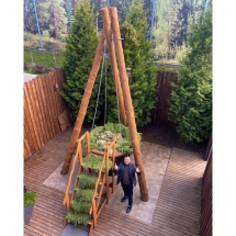 Сибирский банный чан "Добрыня Никитич" на бревнах + печь (нерж. сталь) 1850 мм Сибирский банный чан "Добрыня Никитич" на бревнах + печь (нерж. сталь) 1850 мм