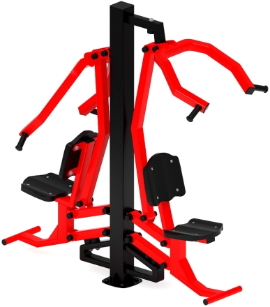 Тяга верхняя + жим от груди (красный) - Уличный тренажер двойной - СТ 027-11.И1, фото 4