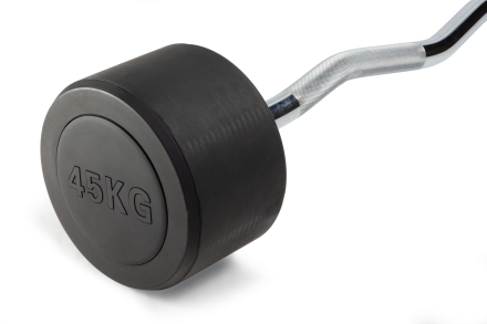 Штанга неразборная обрезиненная 45 кг Изогнутый гриф, фото 2