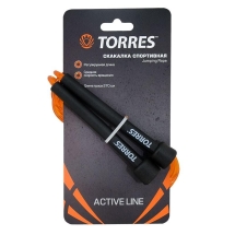 Скакалка &quot;TORRES&quot;, трос из ПВХ, эргономичные ручки, средняя скорость вращения, оранжевая
