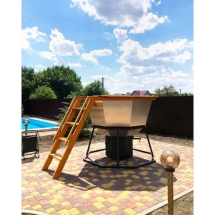 Сибирский банный чан "Добрыня Никитич" на подставке + печь 1850 мм опора - черный металл Сибирский банный чан "Добрыня Никитич" на подставке + печь 1850 мм опора - черный металл