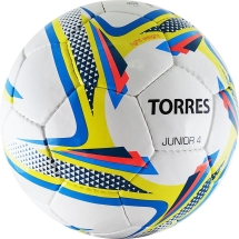 Мяч футбольный &quot;TORRES Junior-4&quot; р.4, бело-желто-голубой