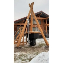 Сибирский банный чан "Елисей Силович" на бревнах + печь 1650 мм Сибирский банный чан "Елисей Силович" на бревнах + печь 1650 мм