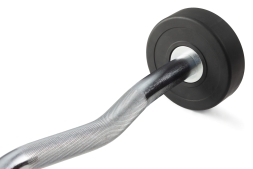 Штанга неразборная обрезиненная 20 кг Изогнутый гриф, фото 3 Штанга неразборная обрезиненная 20 кг Изогнутый гриф, фото 3