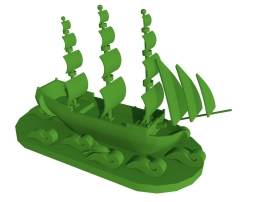 Топиари Корабль, h - 500 см, зеленый - газон Deluxe, фото 1