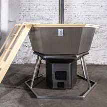 Сибирский банный чан "Елисей Силович" на подставке + печь 1650 мм опора - нерж. сталь Сибирский банный чан "Елисей Силович" на подставке + печь 1650 мм опора - нерж. сталь