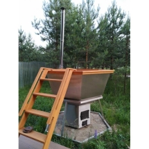 Сибирский банный чан "Елисей Силович" на подставке + печь 1650 мм опора - нерж. сталь Сибирский банный чан "Елисей Силович" на подставке + печь 1650 мм опора - нерж. сталь