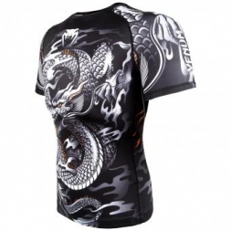 Рашгард Venum Dragon's Flight Black/White S/S, фото 2