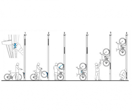 Вертикальная велопарковка с электронным ключем, фото 4