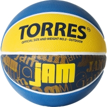 Мяч баск. &quot;TORRES Jam&quot; арт.B02043, р.3, резина, нейлон. корд, бут. кам., син-желт-голубой
