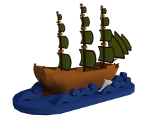 Топиари Корабль, h - 100 см, цветной - газон Eco Топиари Корабль, h - 100 см, цветной - газон Eco