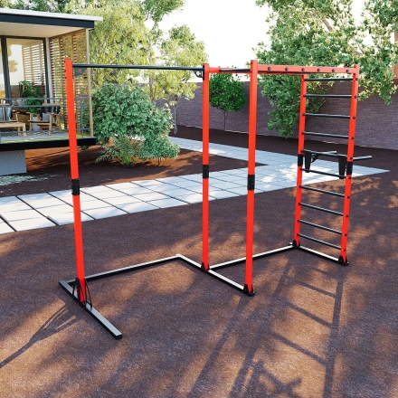 Универсальный уличный спортивный комплекс турник брусья Domsen Fitness Ds59 RED, фото 2