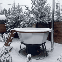 Сибирский банный чан &quot;Илья Муромец&quot; на подставке + печь 2250 мм опора - черный металл